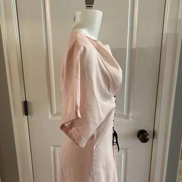 Marysia Resort Pink Micro Check Dress Lace Up Dress -Size XS - Picture 7 of 15
